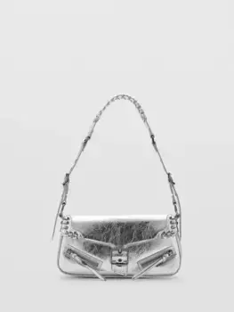 Сумка через плечо Mango Valentin Buckle Detail, серебряный