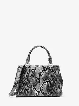 Сумка через плечо Marilyn Small Snake Leather с тиснением под змею Michael Kors, серый