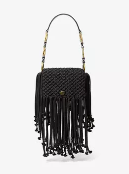 Сумка через плечо Marissa среднего размера из макраме ручной работы Michael Kors, черный