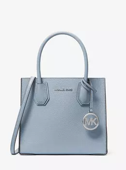 Сумка через плечо Mercer среднего размера из шагреневой кожи Michael Kors, синий