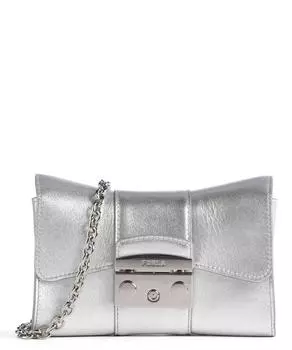 Сумка через плечо Metropolis Remix Mini из мелкозернистой кожи Furla, серебряный