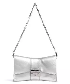Сумка через плечо Metropolis Remix S из мелкозернистой кожи Furla, серебряный