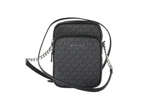 Сумка через плечо Michael Kors Jet Set Travel Signature с логотипом и цепочкой через плечо F, цвет New Black Mk/Sv