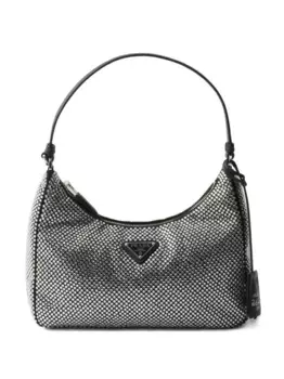 Сумка через плечо Mini Re-Edition 2005, украшенная кристаллами Prada, серый