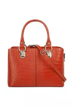 Сумка через плечо, натуральная кожа, производство Италия Cluty, оранжевый