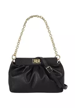 Сумка через плечо, натуральная кожа, производство Италия Cluty, черный