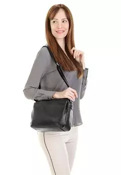 Сумка через плечо, натуральная кожа, производство Италия Samantha Look, черный