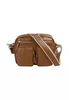 Сумка через плечо, натуральная кожа, производство Италия Samantha Look, цвет Cognac