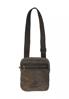Сумка через плечо, парусина, эмблема, однотонная, мужская LERROS, цвет Granite