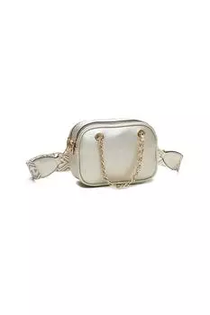 Сумка через плечо Payne из искусственной кожи с двумя отделениями, ручкой-цепочкой и холщовым ремешком Fontanella Fashion, металлик