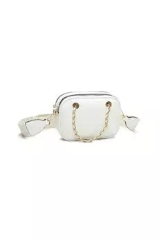 Сумка через плечо Payne из искусственной кожи с двумя отделениями, ручкой-цепочкой и холщовым ремешком Fontanella Fashion, белый