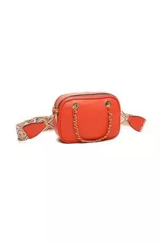Сумка через плечо Payne из искусственной кожи с двумя отделениями, ручкой-цепочкой и холщовым ремешком Fontanella Fashion, оранжевый