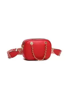 Сумка через плечо Payne из искусственной кожи с двумя отделениями, ручкой-цепочкой и холщовым ремешком Fontanella Fashion, красный