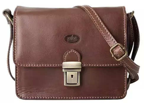 Сумка через плечо Pike, натуральная кожа, производство Италия Pik, коричневый