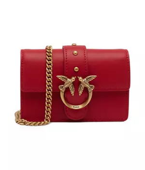 Сумка через плечо Pinko, Love One кожаная на цепочке, красный