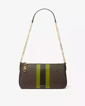 Сумка через плечо Pochette с принтом с логотипом и центральными полосками Michael Michael Kors, зеленый