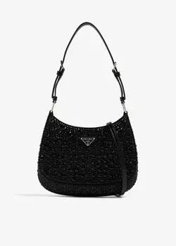 Сумка через плечо Prada Cleo Satin Crystal, черный