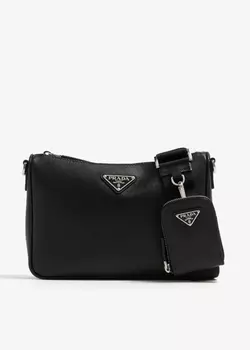 Сумка через плечо Prada Saffiano-Leather, черный