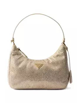 Сумка через плечо Re-Edition 2005, украшенная кристаллами Prada, нейтральный