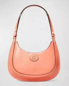 Сумка через плечо Robinson с перекрестной штриховкой и полумесяцем Tory Burch, цвет Coral Crush