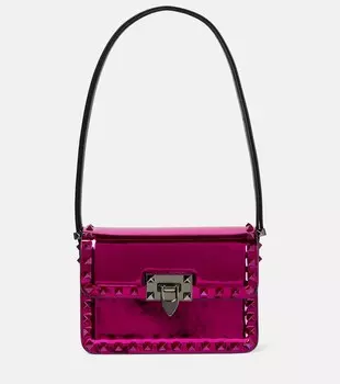 Сумка через плечо Rockstud из металлизированной кожи Valentino Garavani, фиолетовый