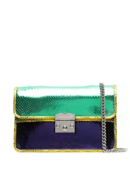 Сумка через плечо с эффектом металлик Roberto Cavalli, фиолетовый