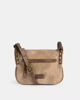 Сумка через плечо с эффектом потертости, заклепками, застежкой-молнией и длинной регулируемой ручкой Pepe Moll, цвет Piedra