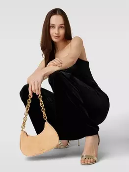 Сумка через плечо с аппликацией этикетки, модель "CARRIE CHAIN" Coccinelle, бежевый