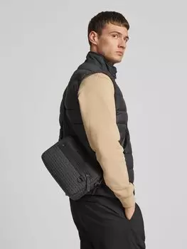 Сумка через плечо с аппликацией-лейблом Emporio Armani, антрацит