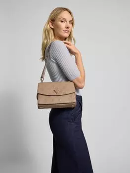 Сумка через плечо с этикеткой с фактурным узором модель «CRESIDIA» Guess, серо-коричневый