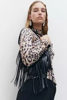 Сумка через плечо с бахромой H&M, черный