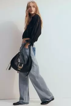 Сумка через плечо с бахромой H&M, черный