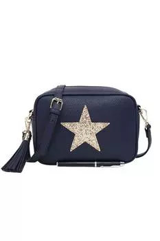 Сумка через плечо с блестящей блестящей звездой и кисточкой Kitise, темно-синий