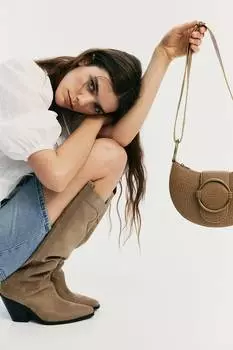 Сумка через плечо с декоративной пряжкой H&M, бежевый