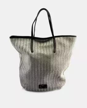 Сумка через плечо с двумя ручками из рафии и молнией DMR, серый