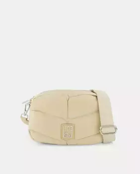 Сумка через плечо с габардином и металлизированной отделкой, застежкой-молнией и регулируемой нейлоновой ручкой Pepe Moll, бежевый
