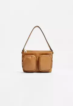 Сумка через плечо с карманами Stradivarius, коричневый