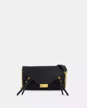 Сумка через плечо с клапаном и декоративной текстурой Tintoretto, черный