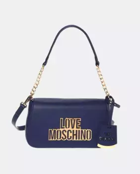 Сумка через плечо с клапаном и двойной ручкой Love Moschino, синий