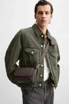 Сумка через плечо с клапаном и кошельком ZARA, коричневый