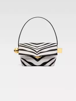 Сумка через плечо с клапаном JACQUEMUS The Rond Carr, цвет Black & White Zebra