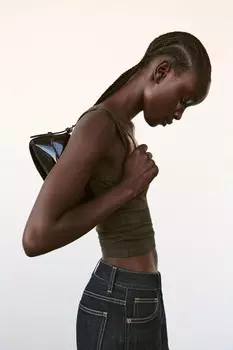 Сумка через плечо с клапаном ZARA, черный