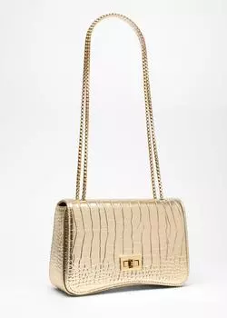 Сумка через плечо с крокодиловым принтом Quiz, металлик