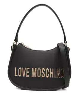 Сумка через плечо с логотипом и изогнутой пластиной Love Moschino, черный