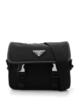 Сумка через плечо с логотипом и треугольником Prada, черный