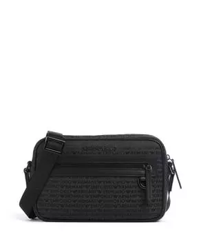 Сумка через плечо с логотипом и жаккардом холст Emporio Armani, черный