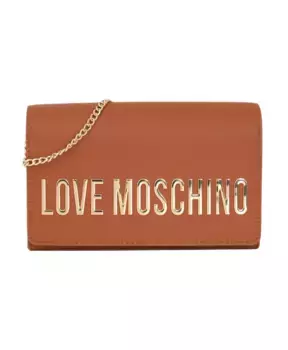 Сумка через плечо с металлическим логотипом Love Moschino, коричневый