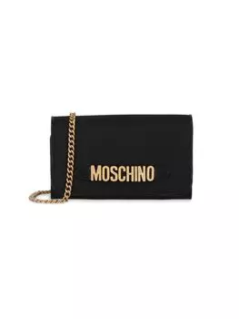 Сумка через плечо с металлическим логотипом Moschino, черный