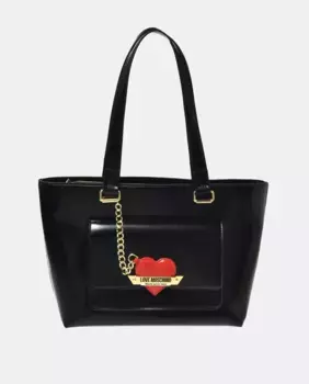 Сумка через плечо с мини-зеркалом в форме сердца и застежкой-молнией Love Moschino, черный
