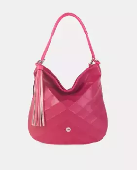 Сумка через плечо с одной ручкой из полиуретана фуксии, сочетающего в себе текстуру и гладкость, всегда в тон Volum, фуксия